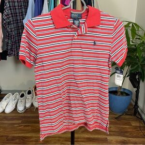 Red and white striped Ralph Lauren polo shirt